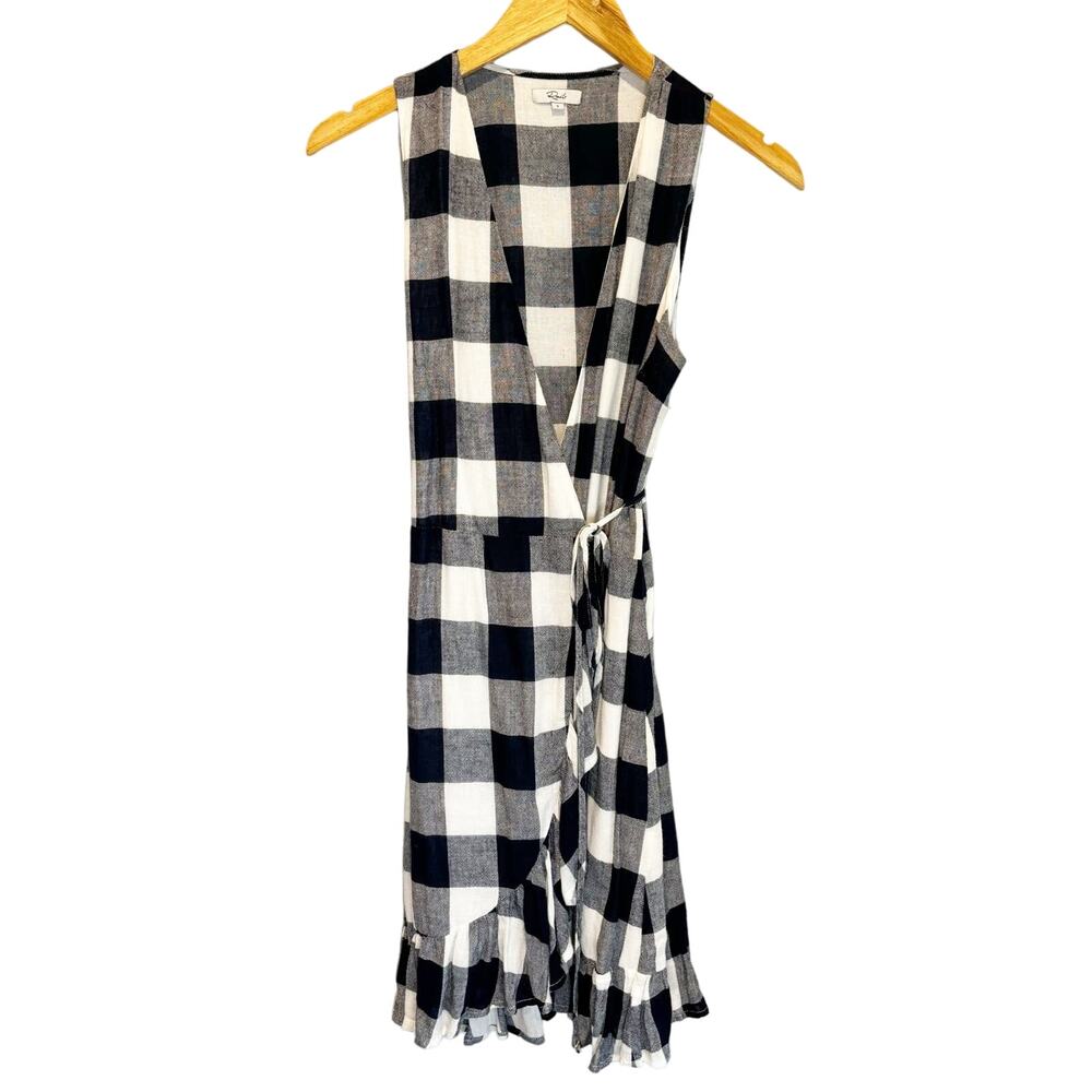 Rails Madison Azure Check Wrap Mini Dress - Size … - image 3